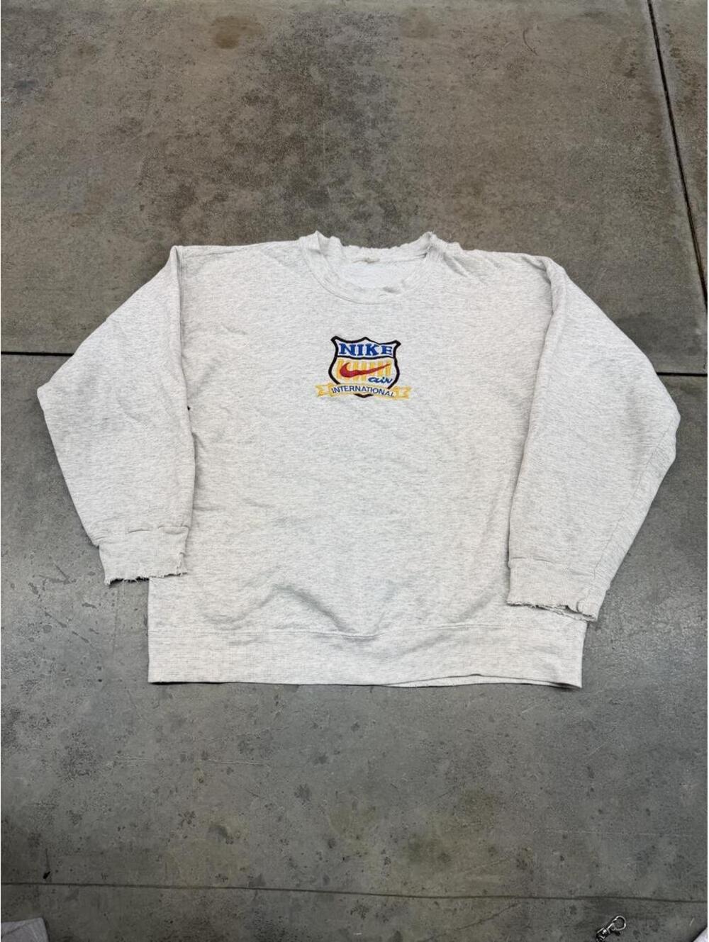 vintage nike international made in usa grey small swoosh crewneck size large